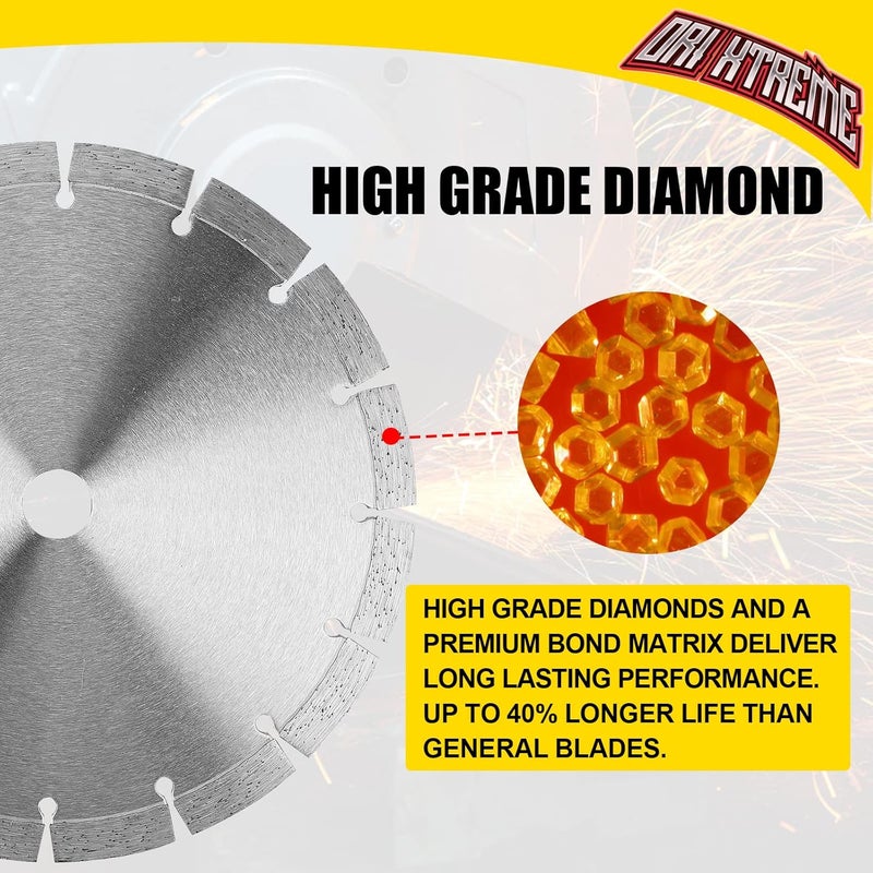 ORIXTREME 8Inch Diamond Saw Blade 2pcs, Segmented General Purpose Blade Dry/Wet Cutting Concrete, Masonry, Brick, Block,Stone 7/8"-5/8” Arbor - Image 5